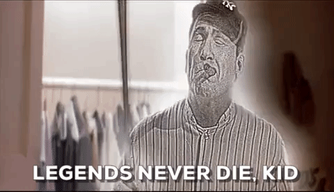 Babe Ruth's ghost gif "Legends never die, kid"